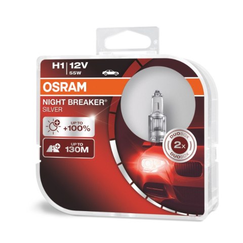 O-64150NBS-HCB Żarówk halogenowe Osram H1 12V 55W P14,5s Night Breaker Silver +100% / 2 sztuki Osram