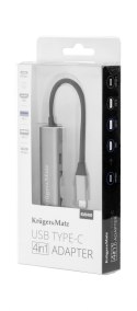 Adapter (HUB) USB typu C na HDMI/USB3.0/USB2.0/C port Kruger&Matz