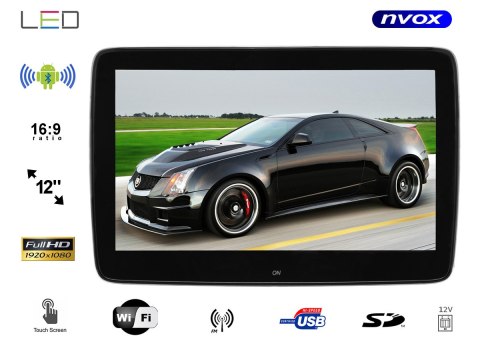 Monitor samochodowy zagłówkowy dedykowany do mercedes benz 12cali led full hd z systemem android oraz usb sd fm bt wifi 12v NVOX