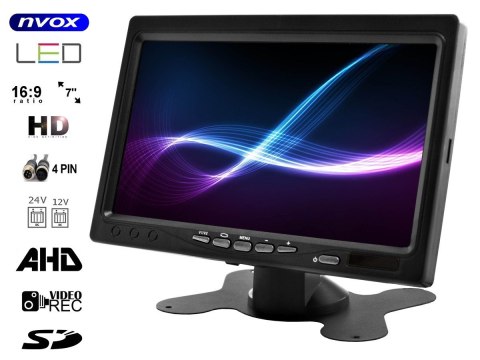 Nvox ahm612r-s dual monitor samochodowy wolnostojący lcd 7cali cali ahd/hd 4pin z ramką 12/24v zestaw NVOX