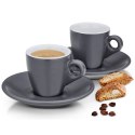 Filiżanki do espresso ze spodkami, 2 szt., ceramika, 0,05 l, śred. 12 x 6,5 cm, szare Kela