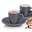 Filiżanki do espresso ze spodkami, 2 szt., ceramika, 0,05 l, śred. 12 x 6,5 cm, szare Kela