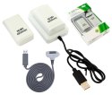 KX7B 2x bateria xbox 360 kabel usb white ATL