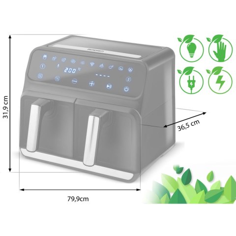 Frytkownica beztłuszczowa Air fryer BD-653 czarno-srebrna Berdsen Frytkownica beztłuszczowa Air fryer BD-653 czarno-srebrna Berdsen