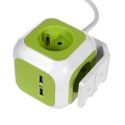 MagicCube poczwórne gniazdko prądowe GreenBlue, 2 wejścia USB, 1,4m, GB118 GreenBlue