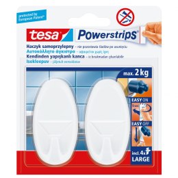 Haczyki samoprzylep.powerstrips 2 szt.owalne,duże,białe Tesa