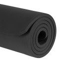 Mata gimnastyczna do ćwiczeń joga, pilates, fitness, 183x61cm, grubość 1.5cm, materiał NBR, czarna, REBEL ACTIVE Rebel