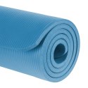 Mata gimnastyczna do ćwiczeń joga, pilates, fitness, 183x61cm, grubość 1.5cm, materiał NBR, niebieska, REBEL ACTIVE Rebel