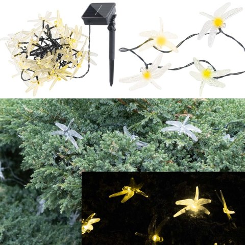 Lampki ogrodowe solarne ważki 6,5m 30LED ciepły biały Lampki ogrodowe solarne ważki 6,5m 30LED ciepły biały