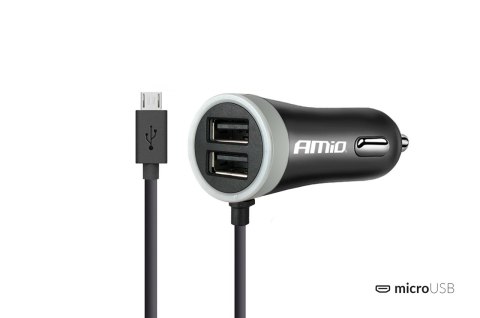 Ładowarka samochodowa pch pro-01 microusb+2xusb 2.4a 12/24v AMiO