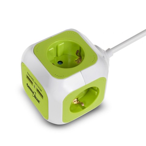 MagicCube poczwórne gniazdko prądowe, 2 wejścia usb 1,4m GreenBlue GB118G wersja niemiecka GreenBlue