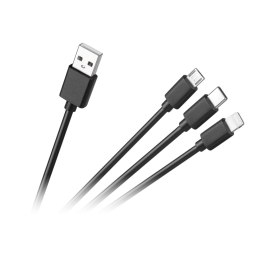 Kabel połączeniowy 3w1, USB A - micro/C/lightning 1.2m Cabletech