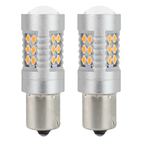 Żarówki led canbus bau15s py21w pomarańczowa amber 12v 24v amio-02580 AMiO