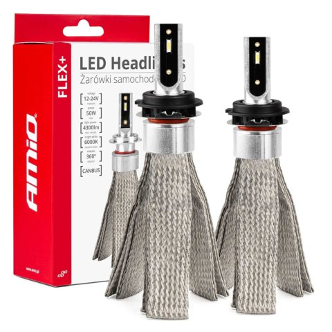 Żarówki samochodowe led flex+ h7-6 12v 24v 6000k canbus amio-03662 AMiO