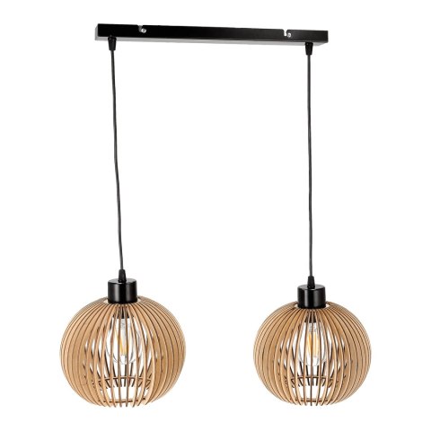 ANAFI 2P E27, lampa wisząca, max. 2x60W, czarna, drewno Orno