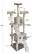 Wygodny Drapak dla kota Drzewko 170cm Wieża Legowisko beżowy Duży BITUXX®