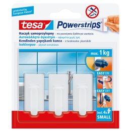 Haczyki samoprzylep.powerstrips 3 szt.prostokąt.małe,białe Tesa