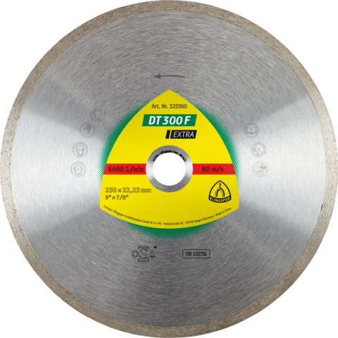 Tarcza diamentowa pełna 125*1.6*22.2mm 7mm dt300f ex KLINGSPOR