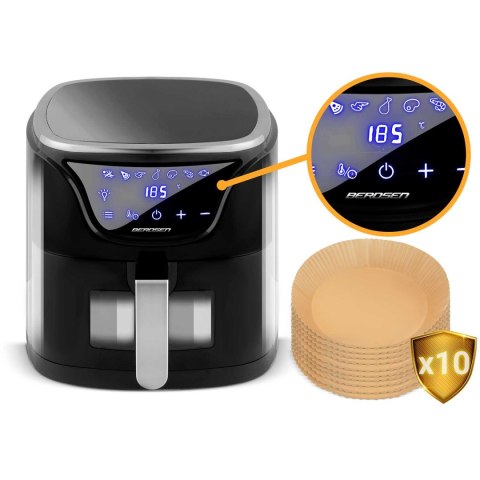 Frytkownica beztłuszczowa Air fryer BD-652 czarno-srebrna Berdsen Frytkownica beztłuszczowa Air fryer BD-652 czarno-srebrna Berdsen