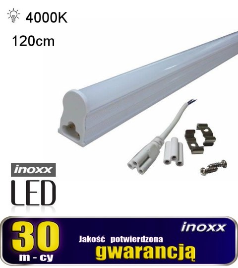 Świetlówka led liniowa t5 120cm 18w neutralna 4000k lampa natynkowa zintegrowana z oprawą NVOX