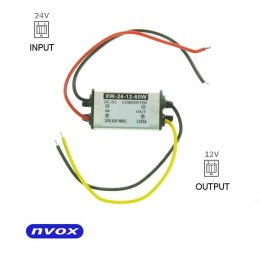 Przetwornica reduktor napięcia z 24V na 12V o mocy 60W... (NVOX MANOSTAT 5A) NVOX