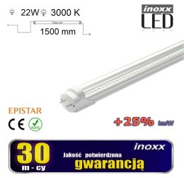 Świetlówka led 150cm 22w t8 3000k g13 ciepła przezroczysta dwustronna NVOX