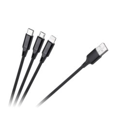 Kabel USB 3w1 microUSB, USB typu C, Lightning 100 cm Rebel