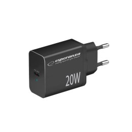 EZC104K Esperanza ładowarka sieciowa 20w usb-c pd czarna Esperanza