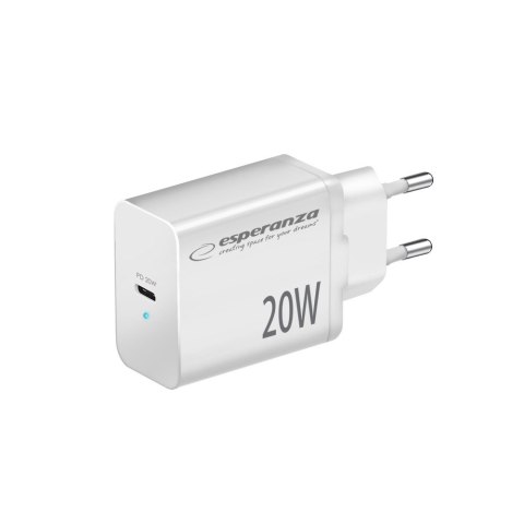 EZC104W Esperanza ładowarka sieciowa 20w usb-c pd biała Esperanza