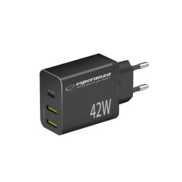 EZC106K Esperanza ładowarka sieciowa 42w usb-c pd 30w / 2x usb-a 12w Esperanza