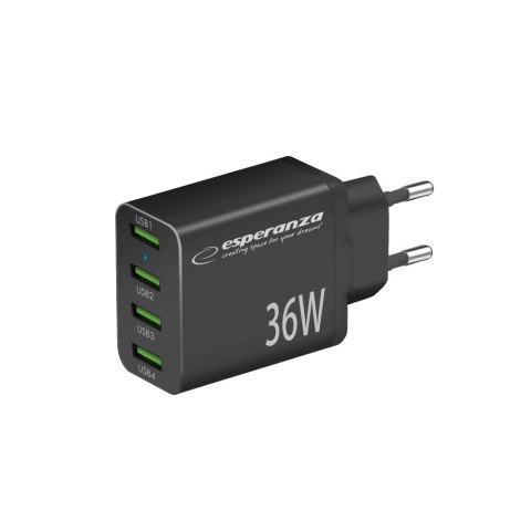 EZC107K Esperanza ładowarka sieciowa 36w 4x usb-a qc 3.0 18w Esperanza