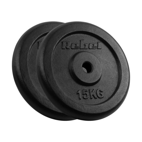 Zestaw obciążeń żeliwnych 2x15kg, otwór 31mm, talerz klasyczny, REBEL ACTIVE Rebel