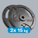 Zestaw obciążeń żeliwnych 2x15kg, otwór 31mm, talerz z uchwytami, REBEL ACTIVE Rebel