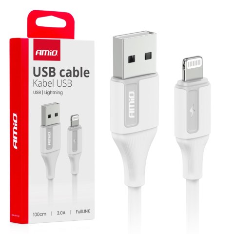 Kabel do ładowania usb-a - lightning iphone 3a 100cm fulllink amio-03919 AMiO