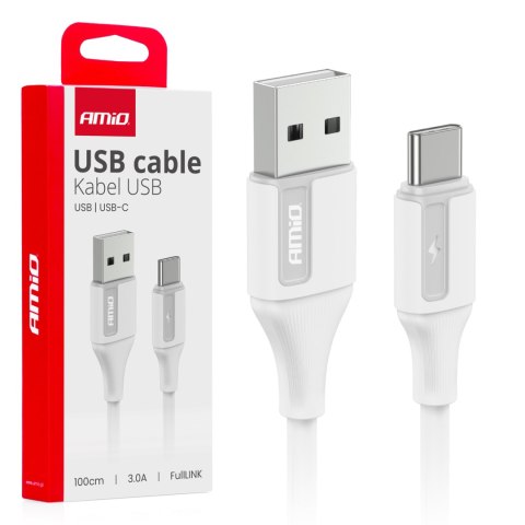 Kabel do ładowania usb-a - usb-c 3a 100cm fulllink amio-03917 AMiO