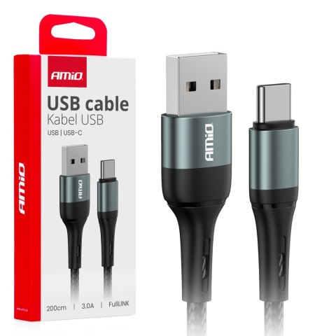 Kabel do ładowania usb-a - usb-c 3a 200cm fulllink amio-03912 AMiO