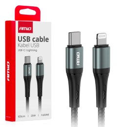 Kabel do ładowania usb-c - iphone lightning 20w 100cm amio-03916 AMiO