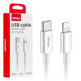 Kabel do ładowania usb-c - lightning iphone pd 20w 100cm fulllink amio-03898 AMiO