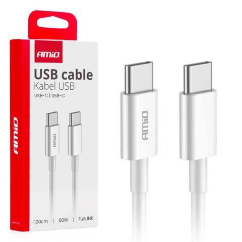 Kabel do ładowania usb-c - usb-c 60w 100cm fulllink amio-03896 AMiO