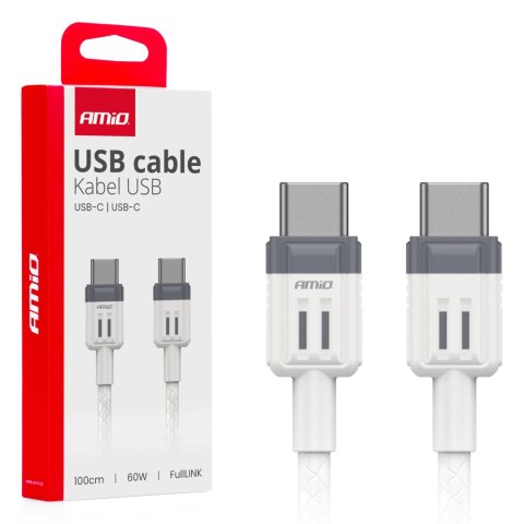 Kabel do ładowania usb-c - usb-c 60w 100cm fulllink amio-03908 AMiO