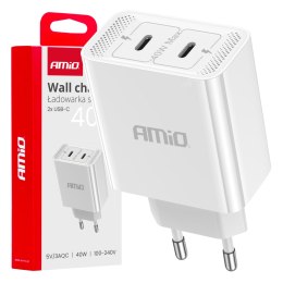 Ładowarka sieciowa 230v 2x usb-c 40w amio-03892 AMiO