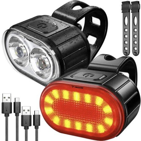 Lampa rowerowa + tylne światło Trizand 24003 MARKA NIEZDEFINIOWANA