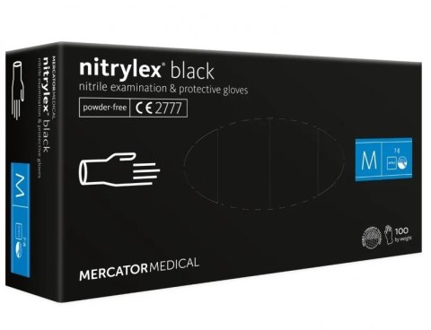 Rękawice nitrylowe czarne mercator nitrylex basic rozmiar m 100 szt. MERCATOR