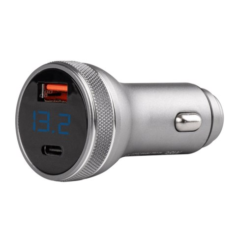 Ładowarka samochodowa z woltomierzem 38w pch pro-06 usb+usb-c 12v 24v amio-02932 AMiO