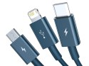 BASEUS Kabel 3w1 Superior Series, USB do micro USB / USB-C / Lightning, 3.5A, 1.2m (CAMLTYS-03) Niebieski Baseus