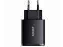 BASEUS Ładowarka sieciowa Baseus Compact Quick Charger, 2xUSB, USB-C, PD, 3A, 30W (CCXJ-E01) Czarna Baseus