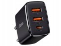 BASEUS Ładowarka sieciowa Baseus Compact Quick Charger, 2xUSB, USB-C, PD, 3A, 30W (CCXJ-E01) Czarna Baseus