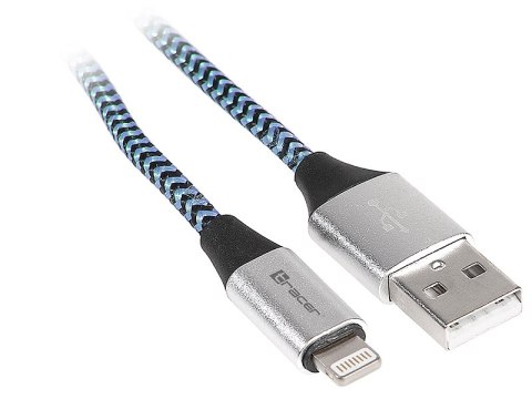 Kabel TRACER USB 2.0 iPhone AM - lightning 1,0m czarno-niebieski TRACER