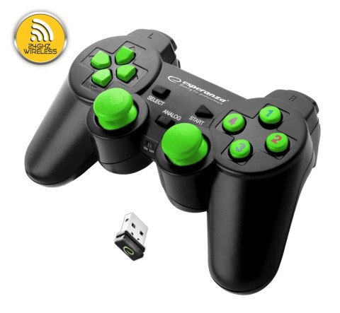 EGG108G Gamepad bezprzewodowy PC/PS3 USB Gladiator czarno-zielony Esperanza