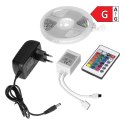 Zestaw taśma LED 12V 30L/m 100lm/m 7.2W/m IP20 RGB 3m + Sterownik RGB + Zasilacz 12V Orno